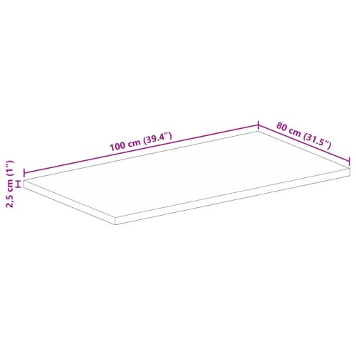 Плот за маса 100x80x2,5см правоъгълен масивно дърво грубо манго