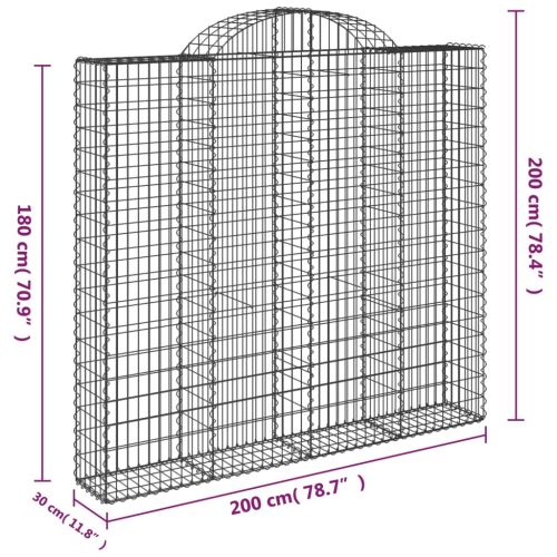 Дъговидна габионна кошница 200x30x180/200 см поцинковано желязо