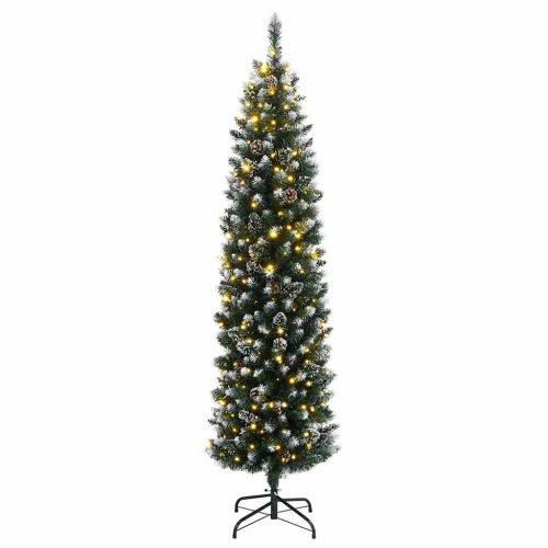 Изкуствена тънка коледна елха, 300 LED, 180 см