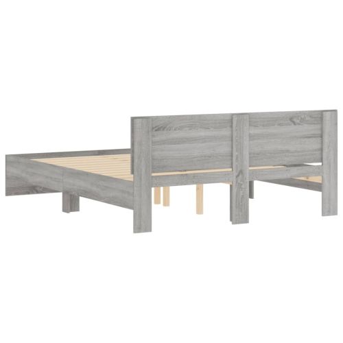Рамка за легло с табла, сив сонома, 140x190 см
