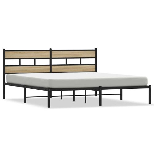 Метална рамка за легло, без матрак, сонома дъб, 180x200 см
