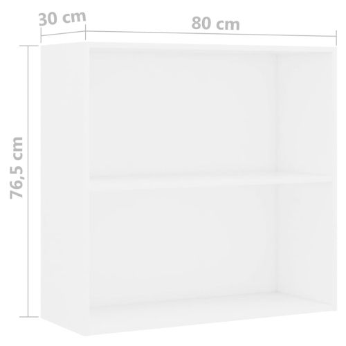 2-етажна библиотека, бяла, 80x30x76,5 см, инженерно дърво