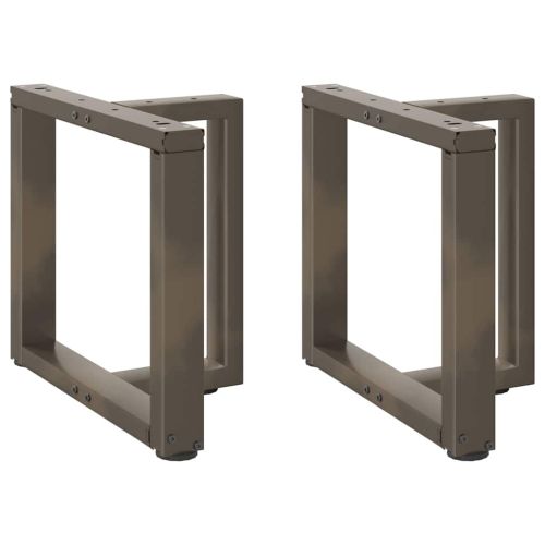 Крака за масичка за кафе, Т-образни, 2 бр., естествена стомана, 50x25x(42-43) см, стомана
