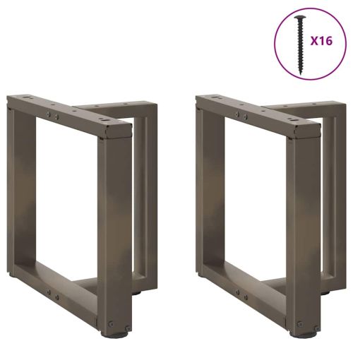 Крака за масичка за кафе, Т-образни, 2 бр., естествена стомана, 50x25x(42-43) см, стомана