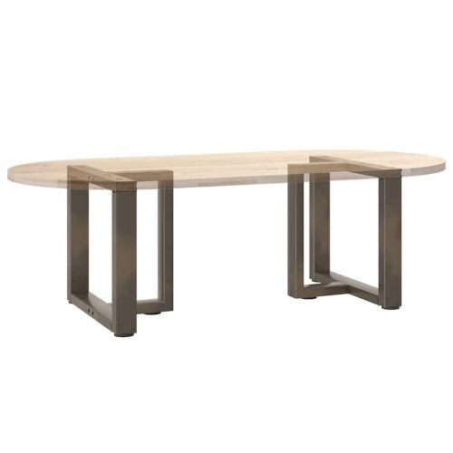 Крака за масичка за кафе, Т-образни, 2 бр., естествена стомана, 50x25x(42-43) см, стомана