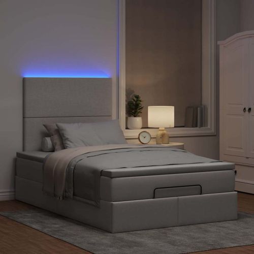 Османска легло с матрак и LED, таупе, 120x200 см, плат
