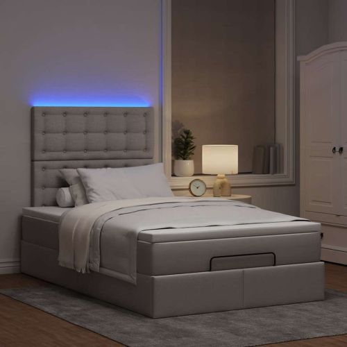 Османска легло с матрак и LED, таупе, 120x200 см, плат