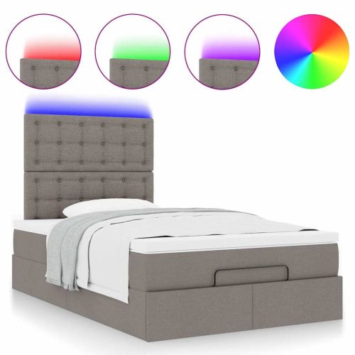 Османска легло с матрак и LED, таупе, 120x200 см, плат