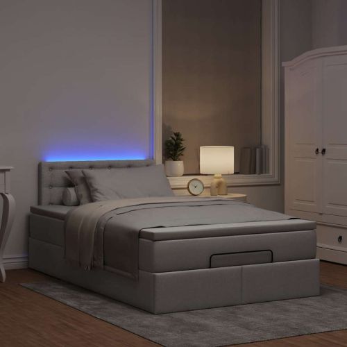 Османска легло с матрак и LED, таупе, 120x200 см, плат