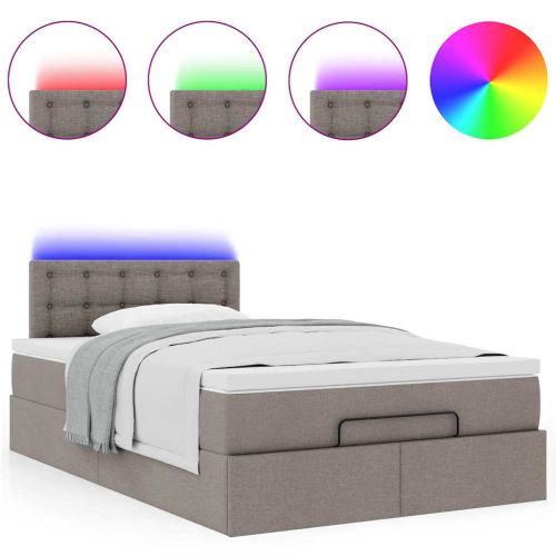 Османска легло с матрак и LED, таупе, 120x200 см, плат