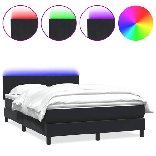 Боксспринг легло с матрак и LED, черно, 160x210 см, кадифе
