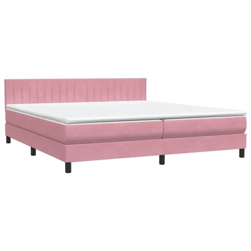 Боксспринг легло с матрак, розово, 180x210 cm, кадифе
