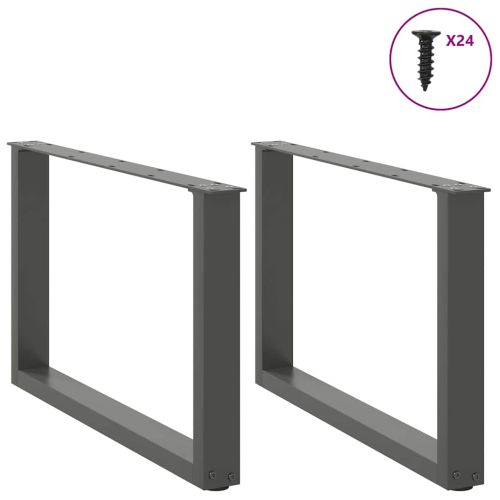 Крака за масичка за кафе, U-образни, 2 бр., антрацит, 60 x (42-43) см, стомана