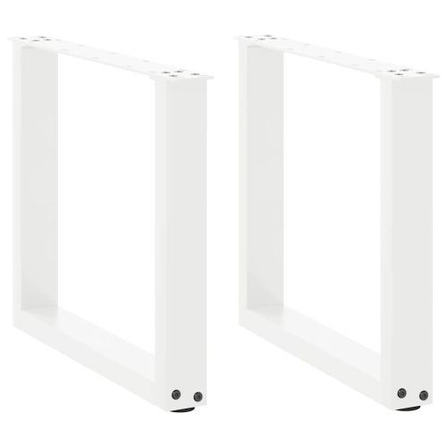 Крака за масичка за кафе, U-образни, 2 бр., бели, 50 x (42-43) см, стомана
