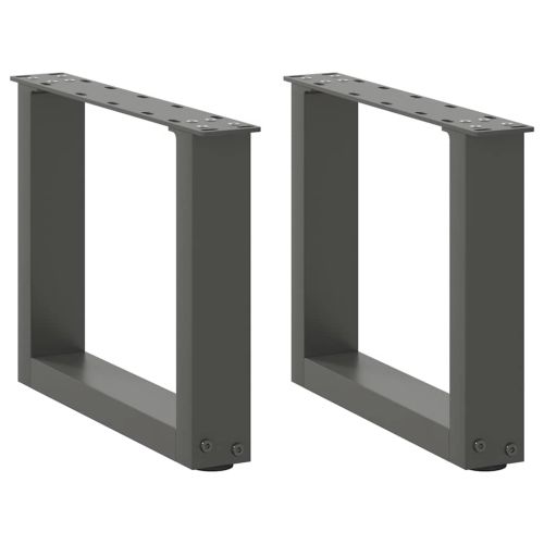 Крака за масичка за кафе, U-образни, 2 бр., антрацит, 40x(30-31) см, стомана