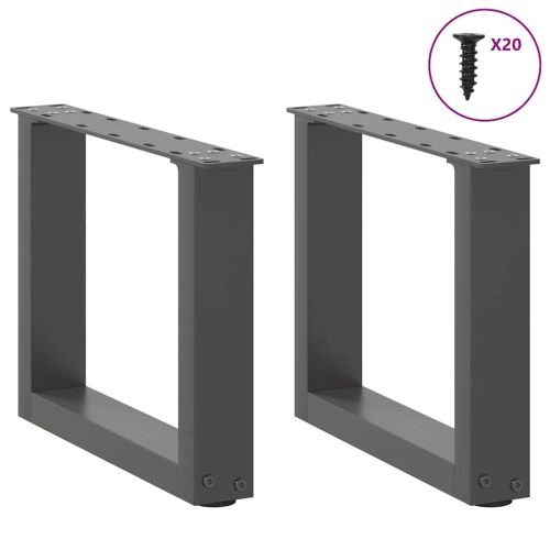 Крака за масичка за кафе, U-образни, 2 бр., антрацит, 40x(30-31) см, стомана