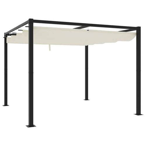 Градинска беседка с прибиращ се покрив Cream 3x3 m Steel