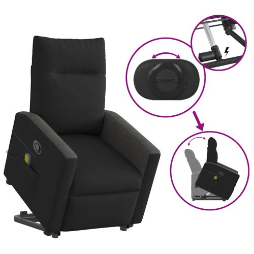 Масажен изправящ стол реклайнер, черен, текстил