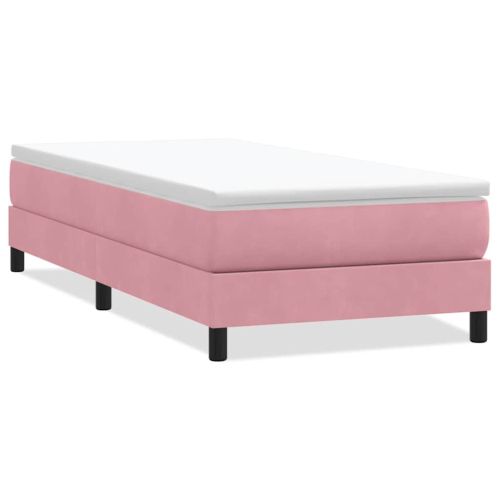 Box Spring легло без матрак розово 90x210 cm кадифе