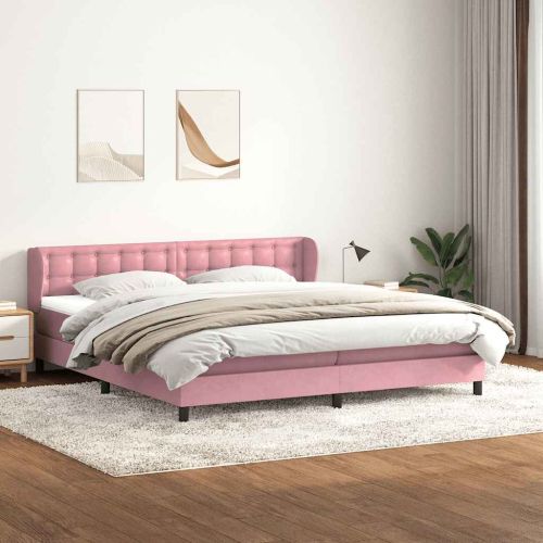 Box Spring легло с матраци Розово 180x210 cm Кадифе