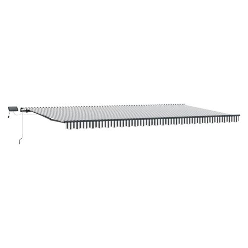 Ръчно прибираща се тента с LED, антрацит и бял, 600x300 см