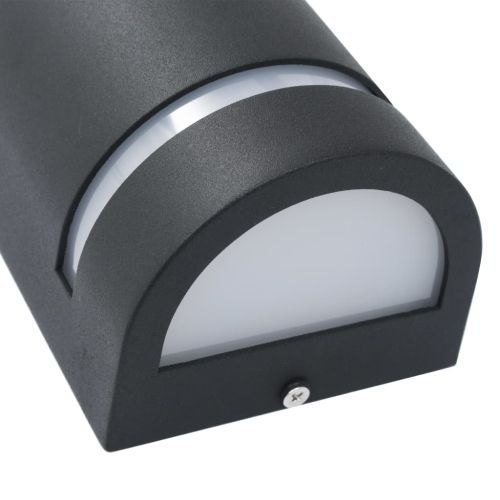 Фасадни аплици, 2 бр, 35 W, черни, полукръгли