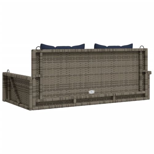 Люлка с възглавници, сива, 119x56x48 см, полиратан