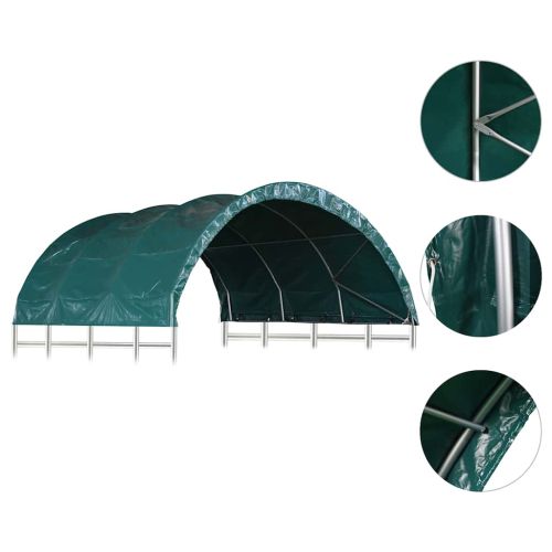 Навес за животни, PVC, 3,7x3,7 м, зелен
