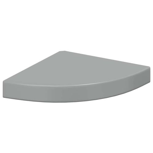 Окачени ъглови рафтове, 2 бр, сив гланц, 25x25x3,8 см, МДФ