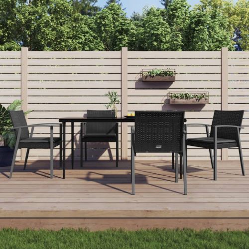 Градински комплект от 5 части с възглавници полиратан и стомана