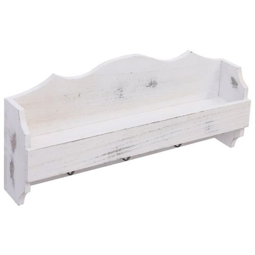 Стенна закачалка за палта, бяла, 50x10x23 см, дърво