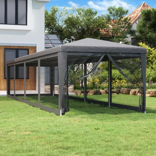 Парти палатка с 10 мрежести странични стени антрацит 3x12м HDPE