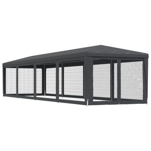 Парти палатка с 10 мрежести странични стени антрацит 3x12м HDPE