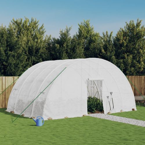 Оранжерия със стоманена рамка, бяла, 24 м², 6x4x2,85 м