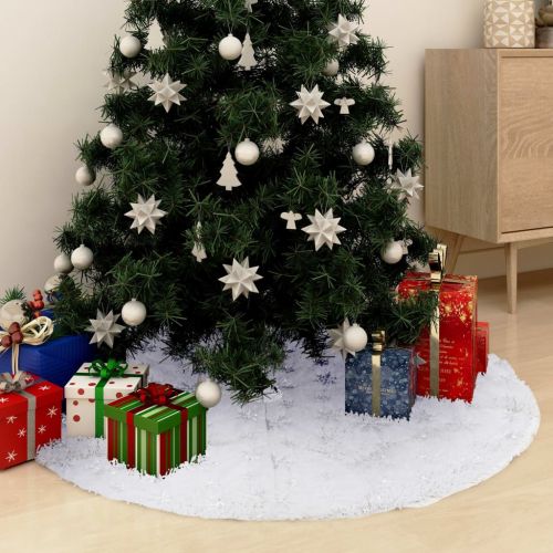 Луксозна коледна пола за елха, бяла, 150 см, изкуствена кожа