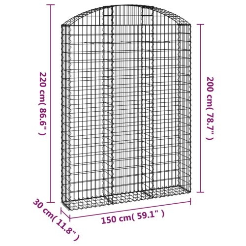 Дъговидна габионна кошница 150x30x200/220 см поцинковано желязо