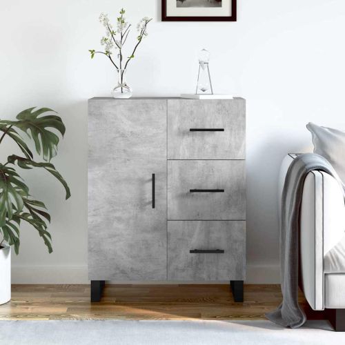 Сайдборд, бетонно сив, 69,5x34x90 см, инженерно дърво