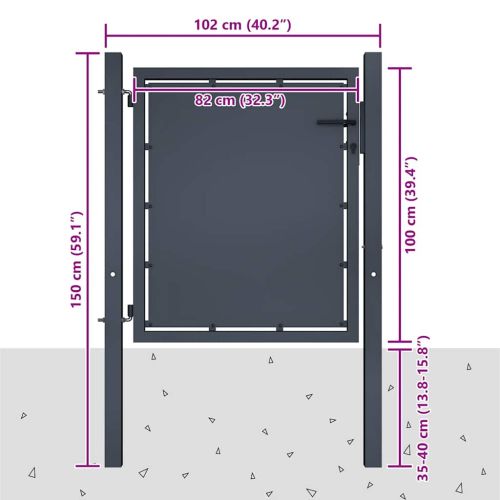 Градинска порта от стомана 100x100 см, антрацит