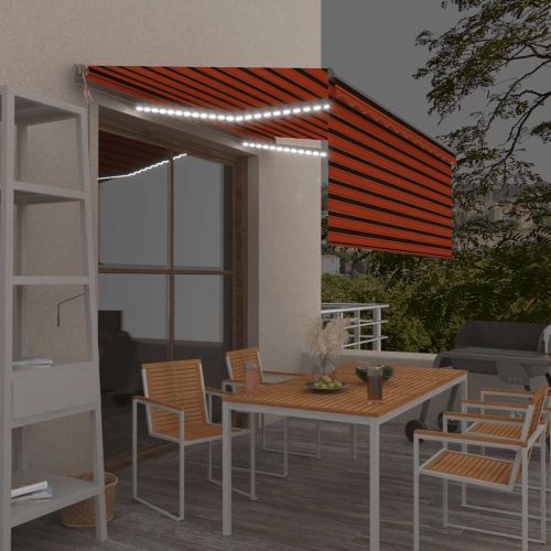 Автоматичен сенник щора LED сензор за вятър 3,5x2,5 м оранжев