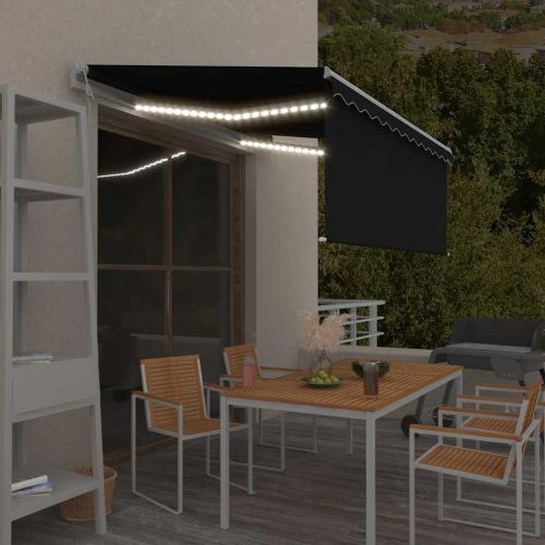 Автоматичен сенник щора LED сензор за вятър 3,5x2,5 м антрацит