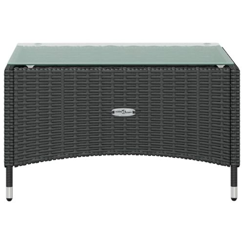 Градински комплект с възглавници, 16 части, черен полиратан