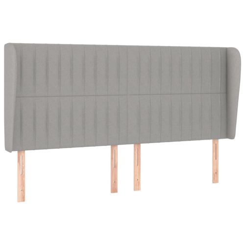 Горна табла за легло с уши, светлосива, 163x23x118/128 см, плат