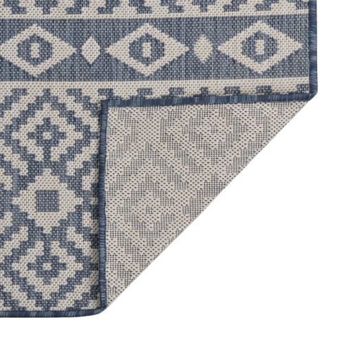 Градински плоскотъкан килим, 80x250 см, сини шевици