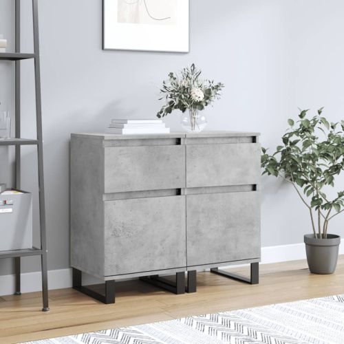 Бюфети 2 бр бетонно сив 40x35x70 см инженерно дърво