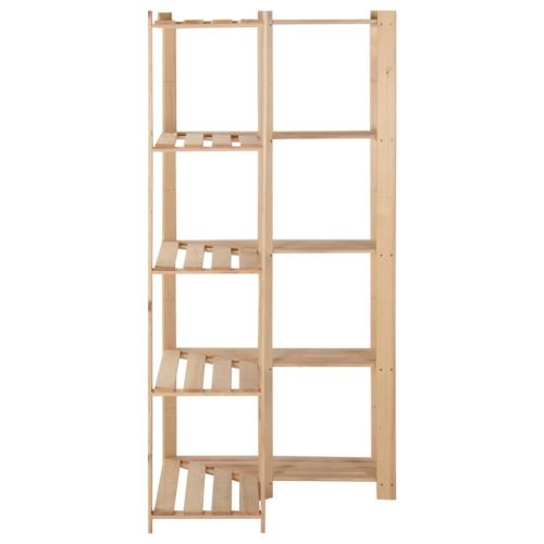 5-етажен ъглов стелаж, 82,5x82,5x170 см, бор масив