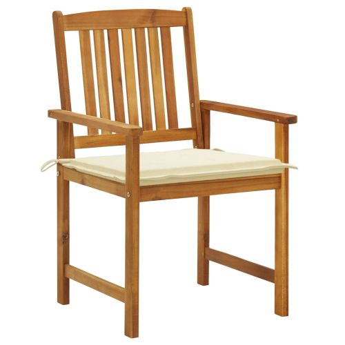 Градински столове с възглавници, 8 бр, акация масив