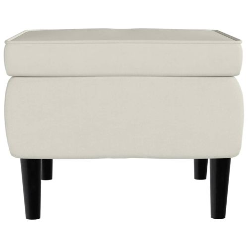 Фотьойл Wingback с табуретка, кремав, кадифе