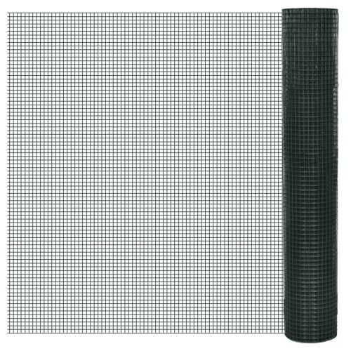 Кокошкарска мрежа, поцинкована с PVC покритие, 25x1 м, зелена