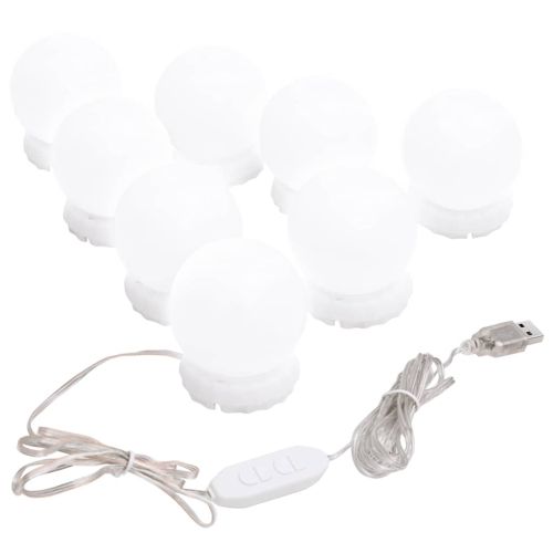 Огледало с LED лампи, 40x20 см, овално, стъкло