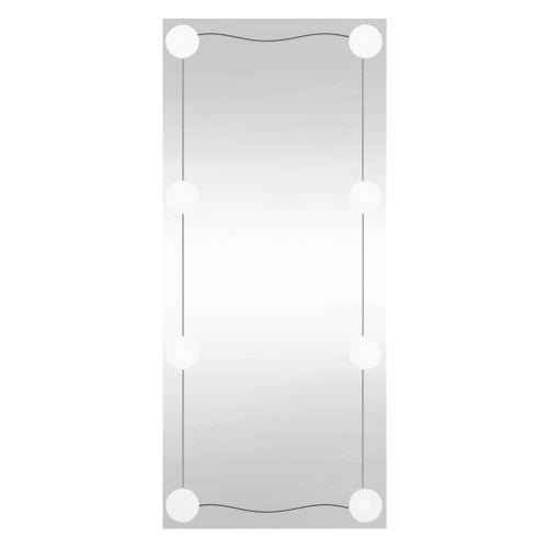 Стенно огледало с LED лампи 30x80 см стъкло правоъгълно